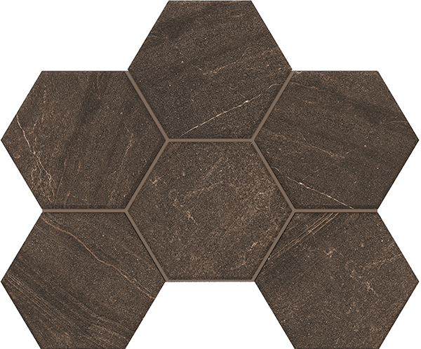 GB04 Gabbro Brown Hexagon 250x285 неполированный коричневый мозаика